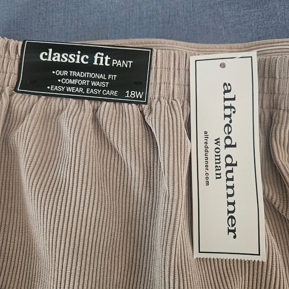 Alfred Dunner Corduroy Elastic Waist Proportioned Tan 18W Stretch Pants - Picture 6 of 9